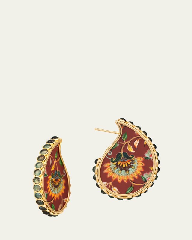 Mini Painting Teardrop Earrings with Diamonds and London Blue Topaz